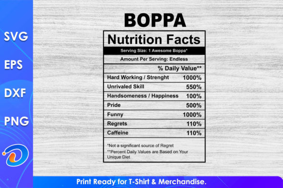 Boppa Nutrition Facts SVG: T-Shirt Designs & Graphics Review