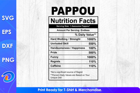 Pappou Nutrition Facts Father’s Day T-Shirt Graphics