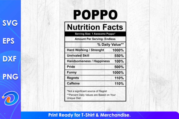 Poppo Nutrition Facts Father's Day T-Shirt Graphics Review