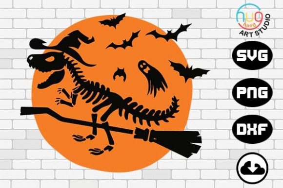 T-Rex Skeleton Witch Kids Shirt Design